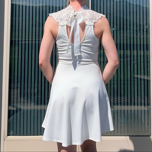 LACE-NECK BRIDAL SHOWER SKATER DRESS - Picture 2 of 10